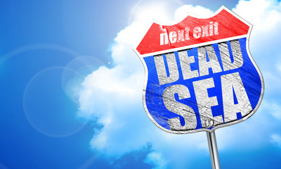 dead sea, 3D rendering, blue street sign