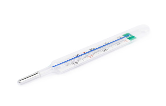 Mercury thermometer isolated