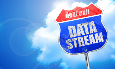 data stream, 3D rendering, blue street sign
