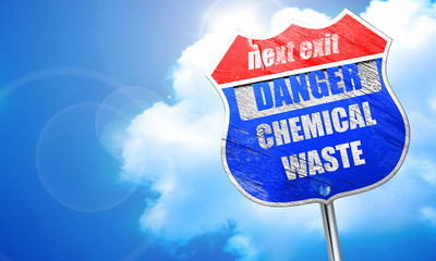 Chemical waste sign, 3D rendering, blue street sign