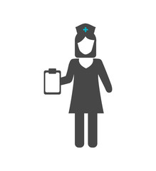 Medical and health care concept represented by silhouette nurse woman icon. Isolated and flat illustration