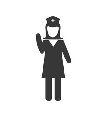 Medical and health care concept represented by silhouette nurse woman icon. Isolated and flat illustration