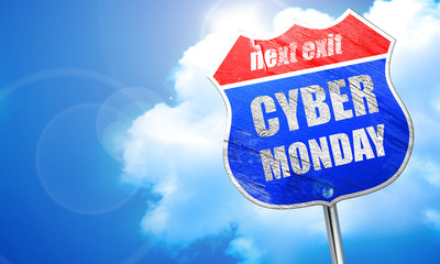 cyber monday, 3D rendering, blue street sign