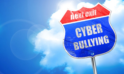 Cyber bullying background, 3D rendering, blue street sign