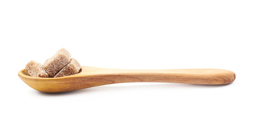 Sugar cubes in spoon isolated