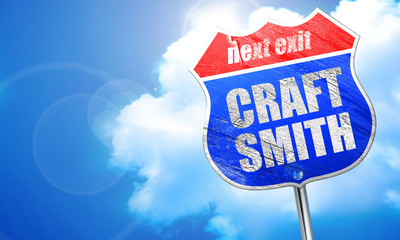 craft smith, 3D rendering, blue street sign