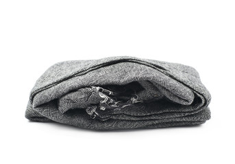 Folded gray scarf isolated