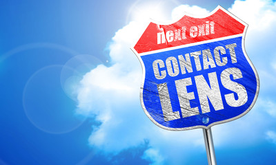 contact lens, 3D rendering, blue street sign