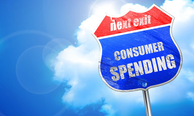 consumer spending, 3D rendering, blue street sign