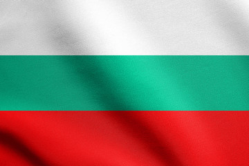 Flag of Bulgaria waving with fabric texture
