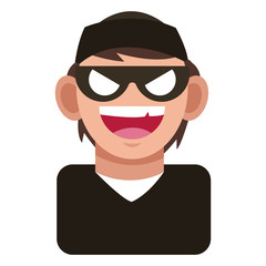 flat design criminal man with mask icon vector illustration