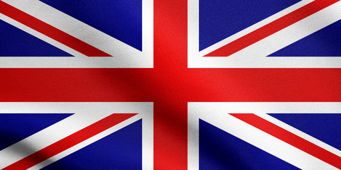 Flag of United Kingdom waving with fabric texture