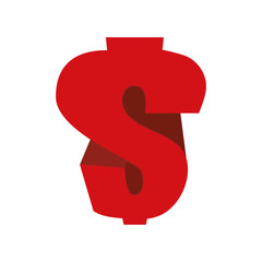 Money concept represented by red sign  icon. Isolated and flat illustration