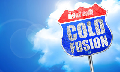 cold fusion, 3D rendering, blue street sign