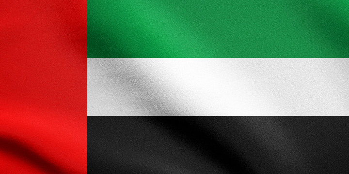 Flag of United Arab Emirates waving with fabric texture