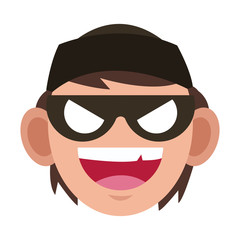 flat design criminal man with mask icon vector illustration