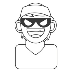 flat design criminal man with mask icon vector illustration
