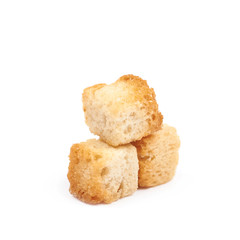Pile of garlic croutons isolated