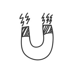 Obraz premium Sketch and science concept represented by magnet icon. Isolated and flat illustration