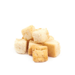 Pile of garlic croutons isolated