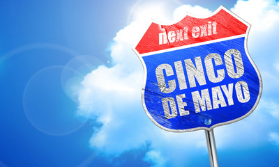 cinco de mayo, 3D rendering, blue street sign