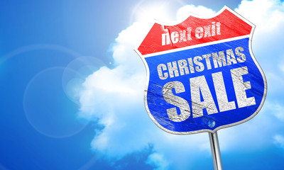 christmas sale, 3D rendering, blue street sign