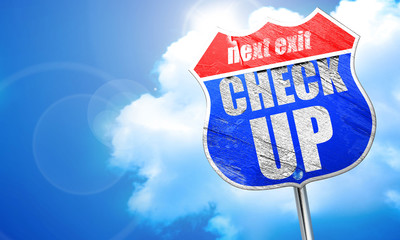 check up, 3D rendering, blue street sign