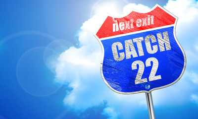 catch, 3D rendering, blue street sign