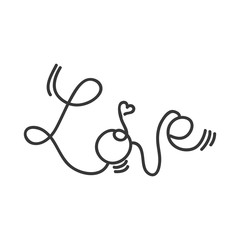 Love concept represented by text and heart shape icon. Isolated and flat illustration