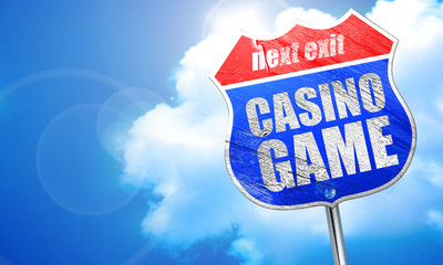 casino game, 3D rendering, blue street sign
