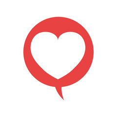 Love concept represented by bubble and heart shape icon. Isolated and flat illustration