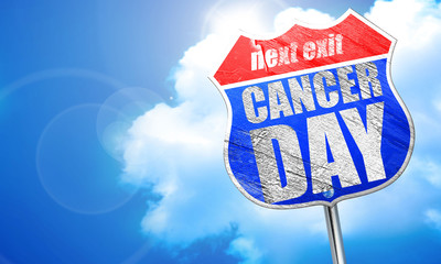 cancer day, 3D rendering, blue street sign