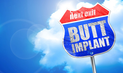 butt implant, 3D rendering, blue street sign