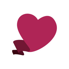 Love concept represented by heart shape and ribbon icon. Isolated and flat illustration