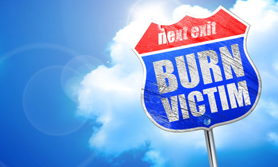 burn victim, 3D rendering, blue street sign