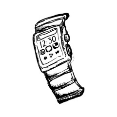 Wearable technology concept represented by Watch sketch icon. Isolated and flat illustration