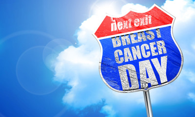 breast cancer day, 3D rendering, blue street sign
