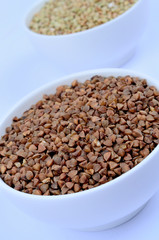 Ceramic bowls with buckwheat