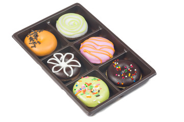 Group of color doughnut isolated on white\
