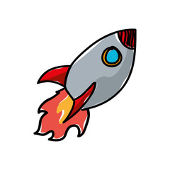 Science and space concept represented by rocket icon. Isolated and sketch illustration