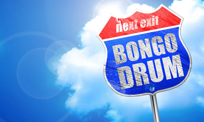 bongo drum, 3D rendering, blue street sign