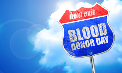 blood donor day, 3D rendering, blue street sign