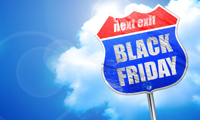 black friday, 3D rendering, blue street sign