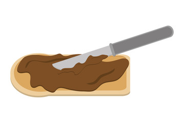 flat design bread slice with spread icon vector illustration