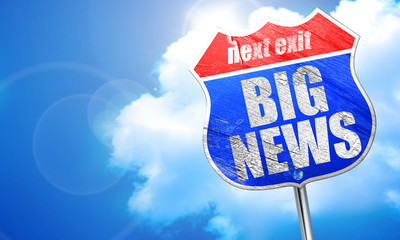 big news, 3D rendering, blue street sign