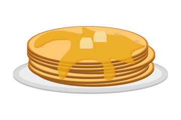 flat design pancakes on plate icon vector illustration