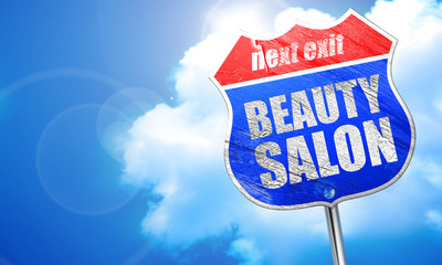 beauty salon, 3D rendering, blue street sign