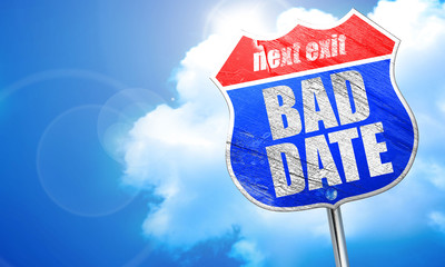 bad date, 3D rendering, blue street sign