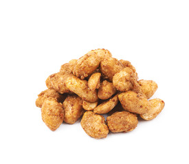 Pile of sugar coated peanuts isolated