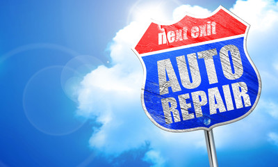 auto repair, 3D rendering, blue street sign